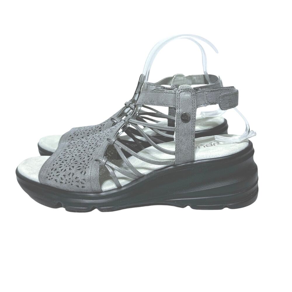 JBU Women's Size 11 Water Lily Wedge Sandals In Gunmetal Gray.